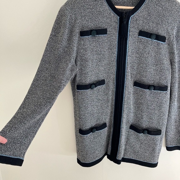 VTG Don Sayres for Wellmore Santana Knit Gray Black Blue Zip Up sweater Size 12 - Picture 4 of 15